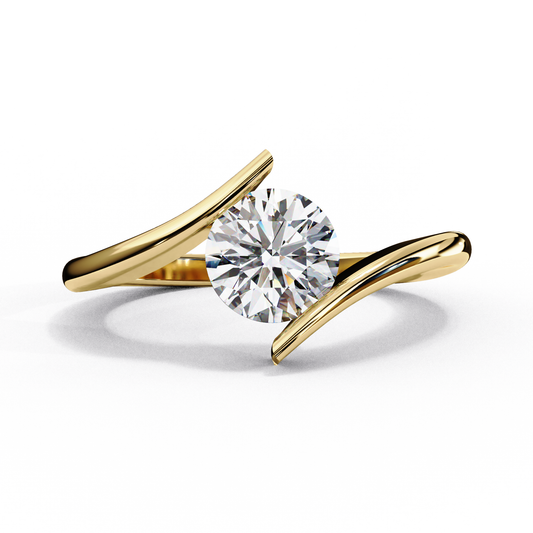Round Cut Bypass Band Solitaire Ring - view 2