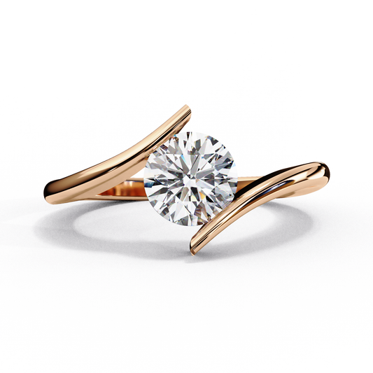 Round Cut Bypass Band Solitaire Ring - view 3