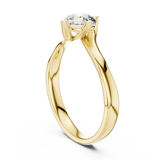 Round Cut Lab Diamond Swirl Band Engagement Ring - view 3