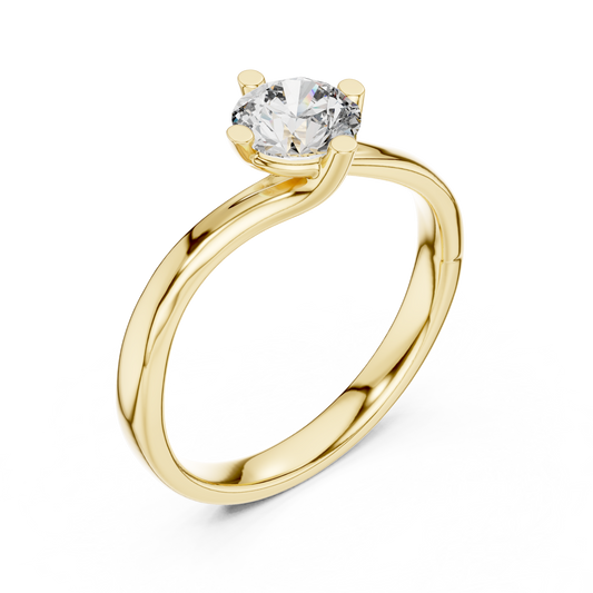 Round Cut Lab Diamond Swirl Band Engagement Ring - view 2