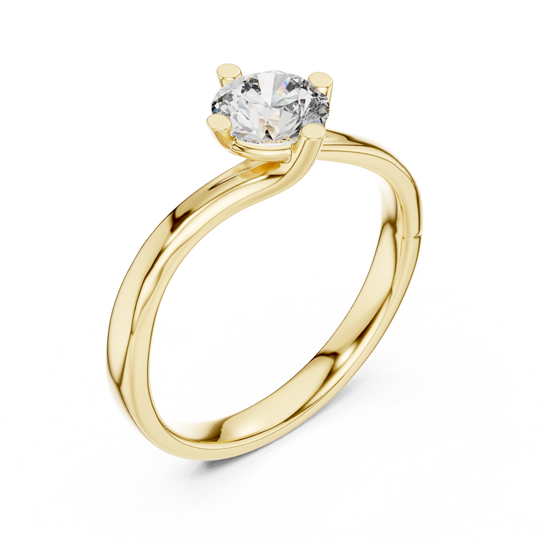 Round Cut Lab Diamond Swirl Band Engagement Ring - view 2