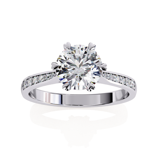 Heart Shape Prong Round Cut Moissanite Solitaire Engagement Ring - view 3