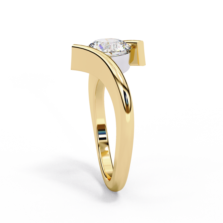 Round Cut Bypass Band Solitaire Ring - view 2