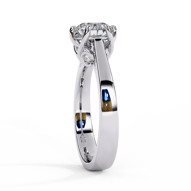 Round Cut Lab Diamond Cathedral Solitaire Ring With Hidden Accents - view 2