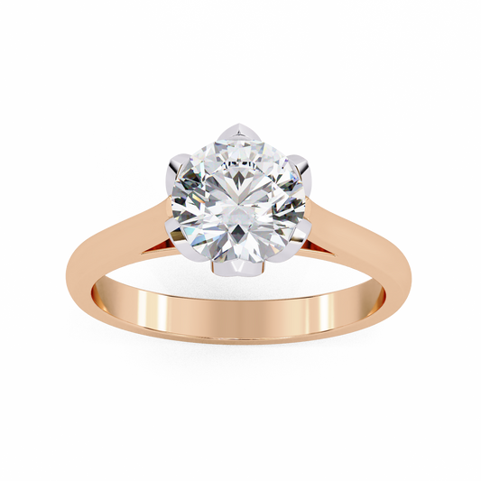 Round Cut Moissanite Cathedral Solitaire Ring With Hidden Stone - view 3