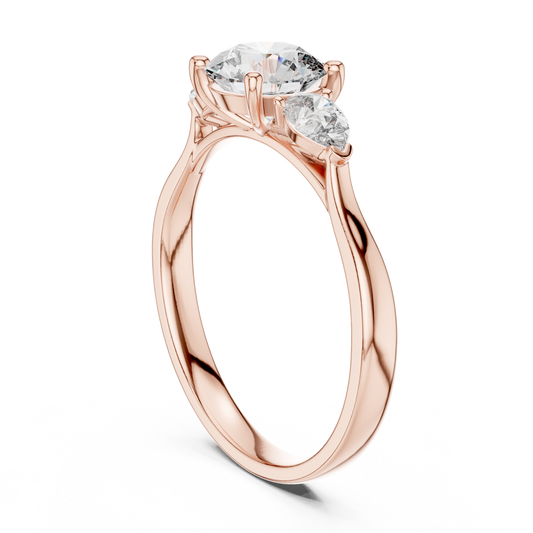 Round Three Stone Moissanite Engagement Ring For Women - view 2
