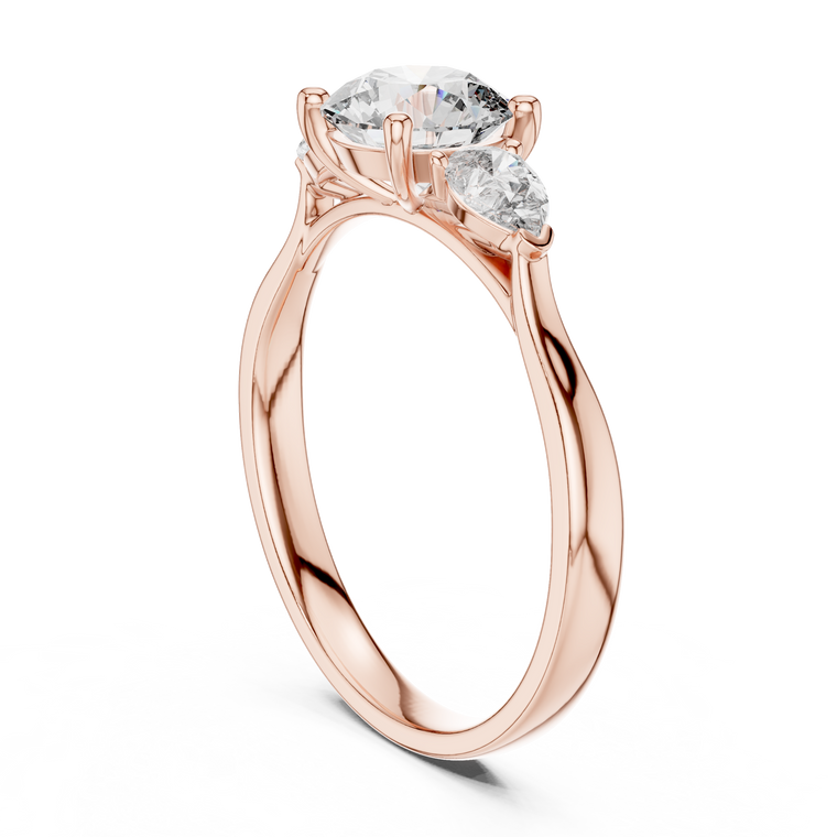 Round Three Stone Moissanite Engagement Ring For Women - view 2