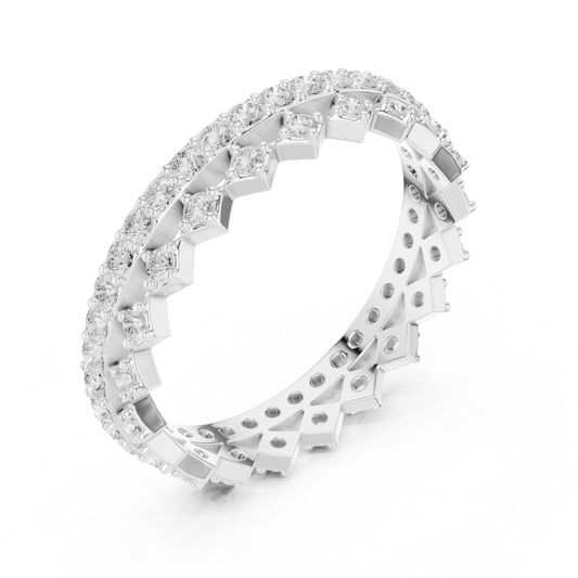 Round Cut Double Row Lattice Lab Diamond Eternity Band Ring - view 4