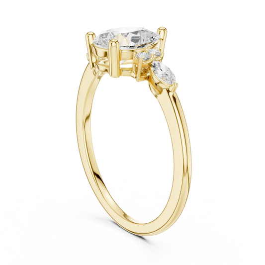 Pear Cut Moissanite Engagement Ring With Sidestone - view 3