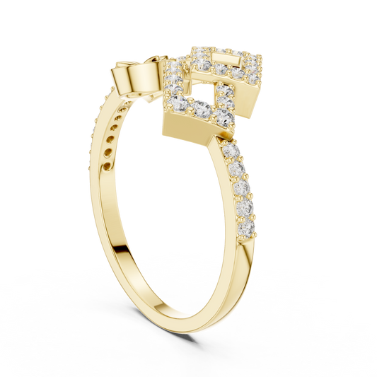 Double Square Pave Moissanite Statement Ring - view 3