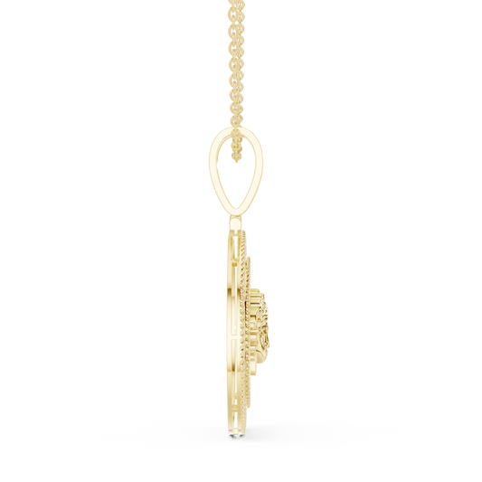 Circular Mythological Medusa Emblem Pendant - view 4