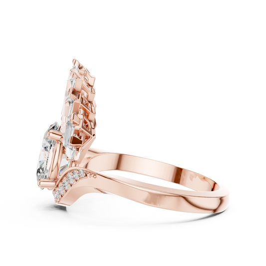 Oval Lab Diamond Art Deco Ring With Tapered Baguette Side Stones - view 4