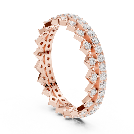 Round Cut Double Row Lattice Lab Diamond Eternity Band Ring - view 2