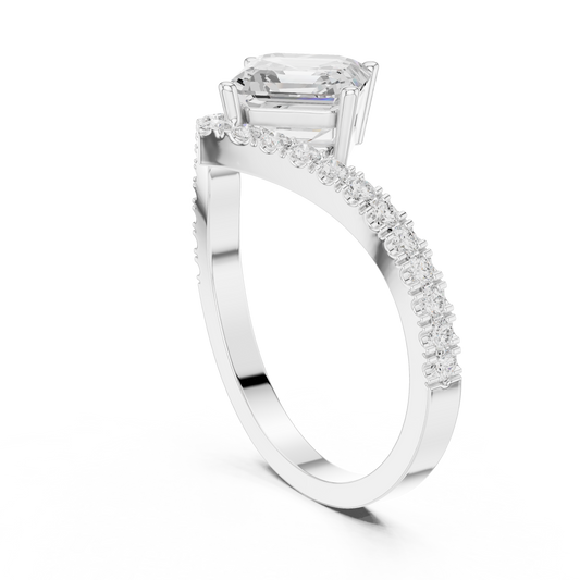 Chevron Asscher Cut Moissanite Ring For Women - view 4