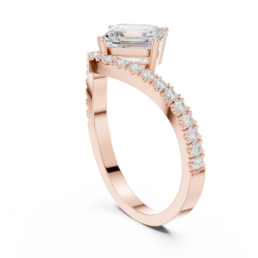 Chevron Asscher Cut Moissanite Ring For Women - view 2