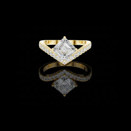 Chevron Asscher Cut Lab Diamond Ring For Women
