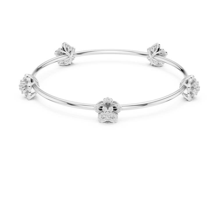 1.04 TCW Floral Moissanite Bangle Bracelet with Sculpted Blossoms - view 3