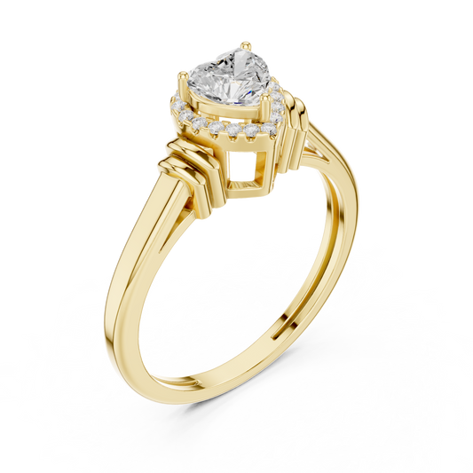 Romance Setting Heart Cut Lab Diamond Halo Ring - view 4