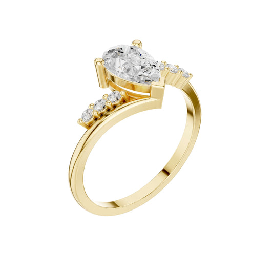 Pear Cut Moissanite Bypass Pave Setting Engagement Ring - view 4