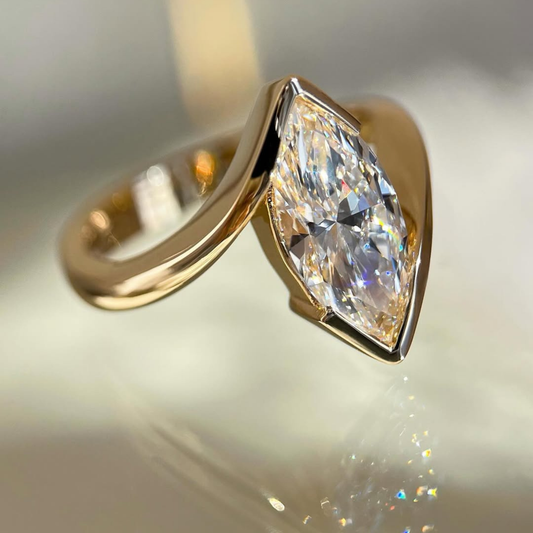 Marquise Solitaire Bypass Half Bezel Promise Ring - view 3