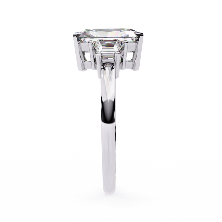 Radiant Moissanite Engagement Ring With Trapezoid Side Stones - view 2