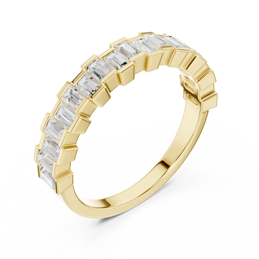 High Polish Baguette Cut Half Eternity Wedding Band - view 2