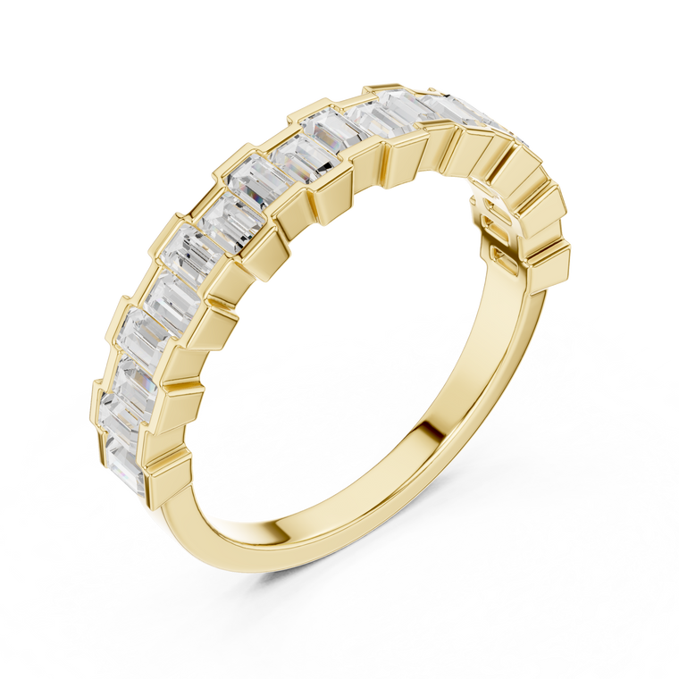 Baguette Cut Lab Diamond Half Eternity Wedding Band - view 2