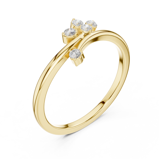 Lab Grown Diamond Leaf Branch Open Bypass Ring - view 2