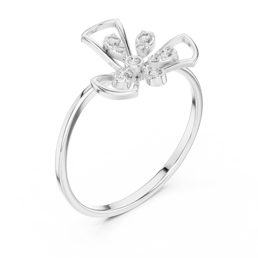 Floral Petal Round Cut Moissanite Ring - view 4