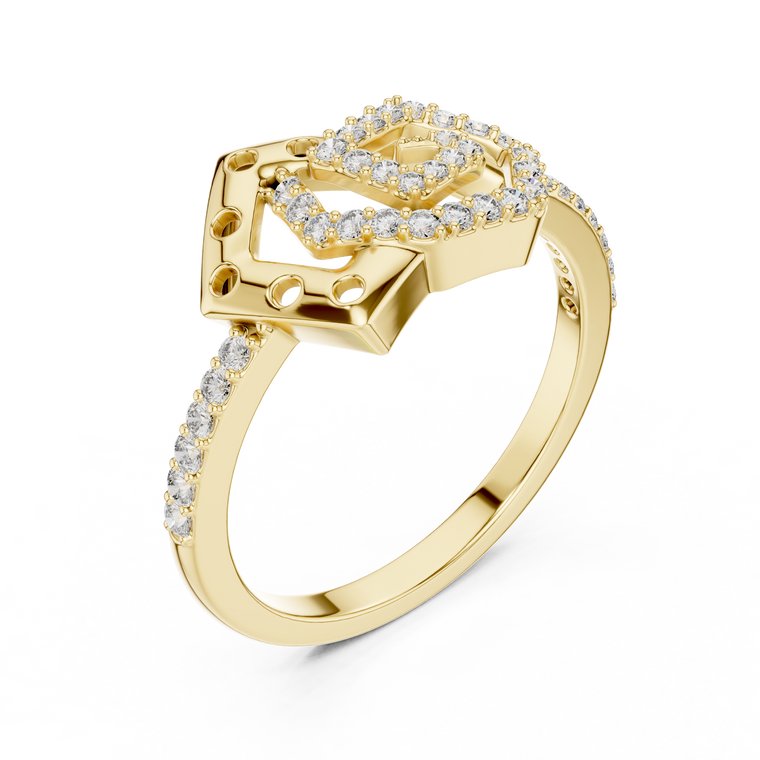 0.26 TCW Desire Round Cut Moissanite Hexagon Spiral Ring - view 2