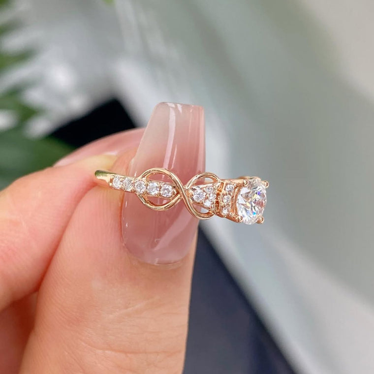 Round Moissanite Infinity Cluster Engagement Ring - view 2