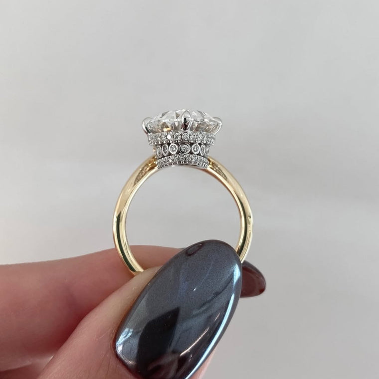 Oval Lab Diamond Solitaire Ring With Cathedral Band - view 2