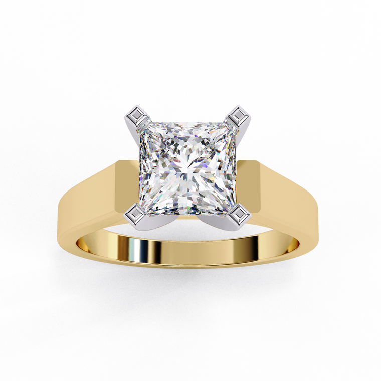Four Sleek Princess Cut Moissanite Solitaire Engagement Ring - view 2