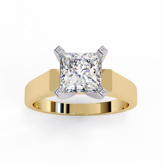 Four Sleek Princess Cut Lab Diamond Solitaire Engagement Ring - view 2