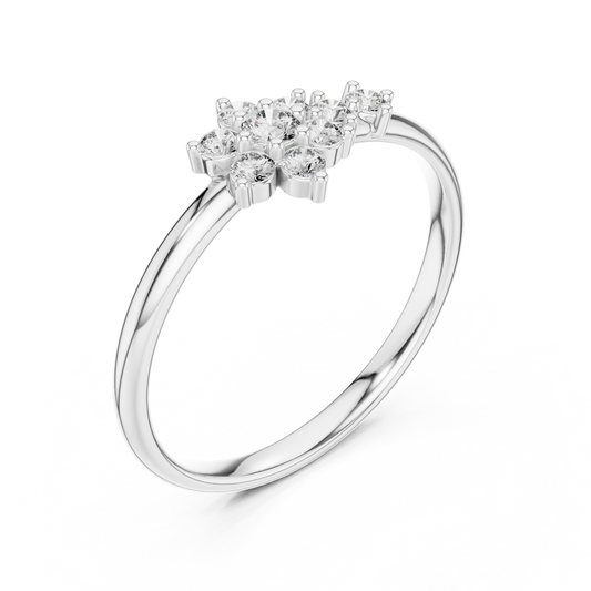 Round Lab Diamond Brilliant Floral Cluster Ring - view 4