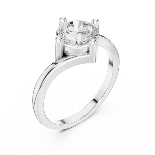 Round Cut Lab Diamond Twisted Solitaire Engagement Ring - view 4