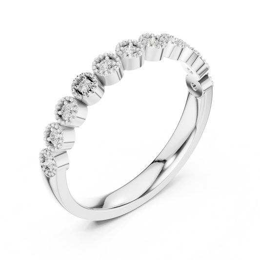 Round Bezel Set Station Wedding Band - view 4
