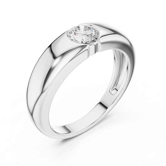 Round Cut Moissanite Men's Heavy Gold Statement Ring - view 4
