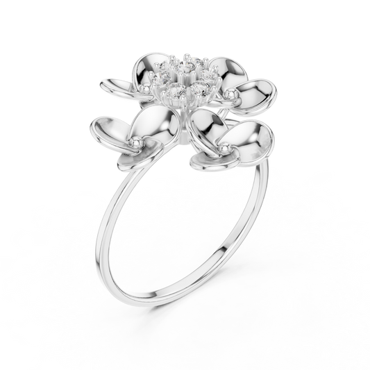 Floral Moissanite Cluster Ring with Sculpted Petal Design - view 4
