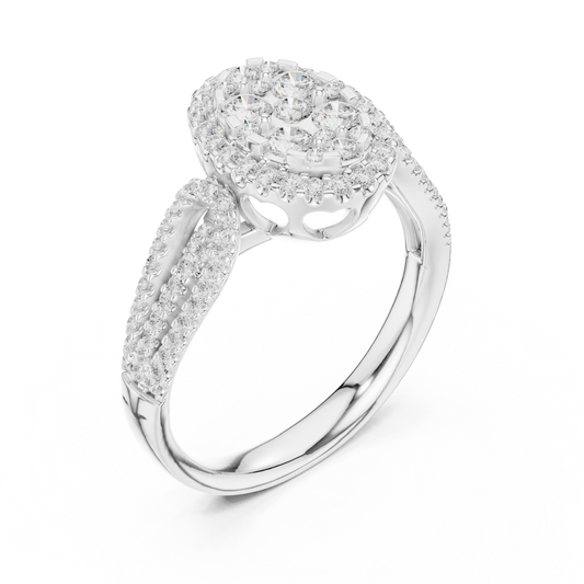 Radiant Shape Moissanite Halo Cluster Ring - view 4