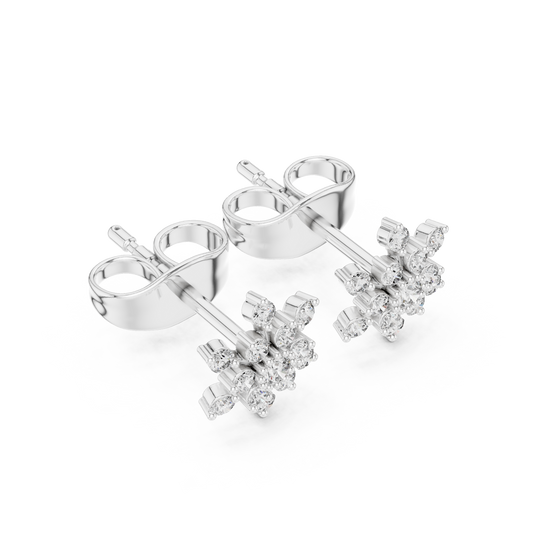 Snowflake Floral Cluster Round Stud Earring - view 4