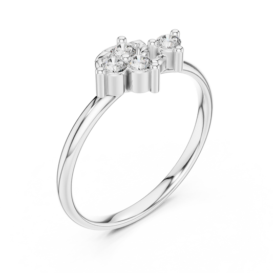 Round Brilliant Moissanite Floral Cluster Leaf Ring - view 4