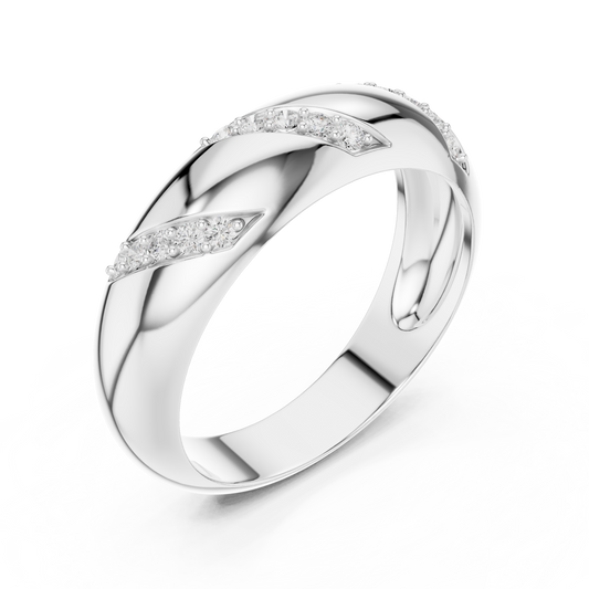 Round Cut Lab Grown Diamond Men's Slanted Row Dome Statement Ring - view 4
