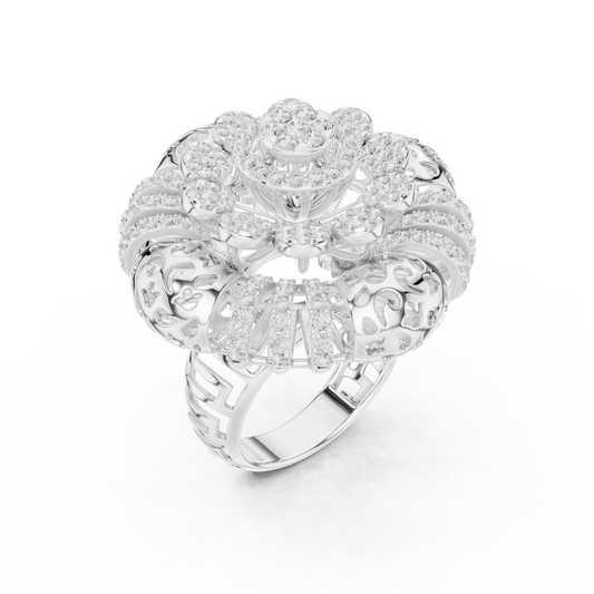 Floral Inspire Round Cut Moissanite Cocktail Filigree Ring - view 4