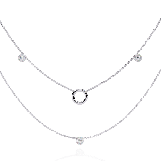 Layered Open Circle Bezel Double Necklace - view 3