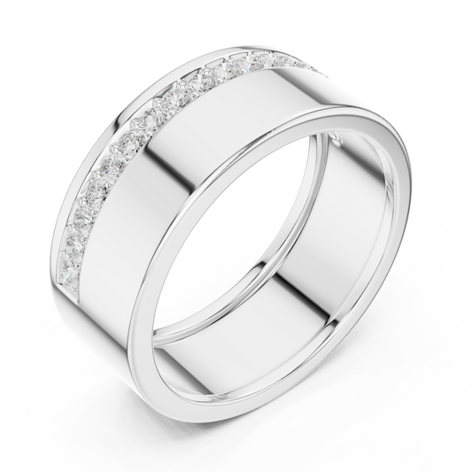Round Cut Lab Grown Diamond Men's Wide Channel Set Eternity Band - view 4