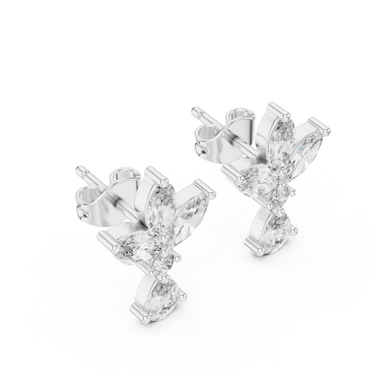 Marquise Butterfly Cluster Drop Stud Earrings - view 4