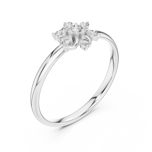 Floral Swirl Round Cut Moissanite Cluster Engagement Ring - view 4