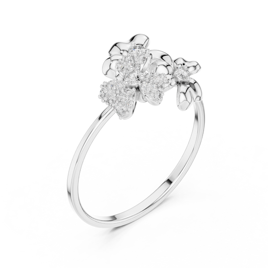 Round Moissanite Floral Cluster Statement Ring - view 4