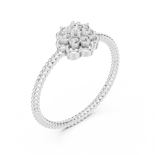 Round Lab Diamond Floral Cluster Ring with Milgrain Band - view 4
